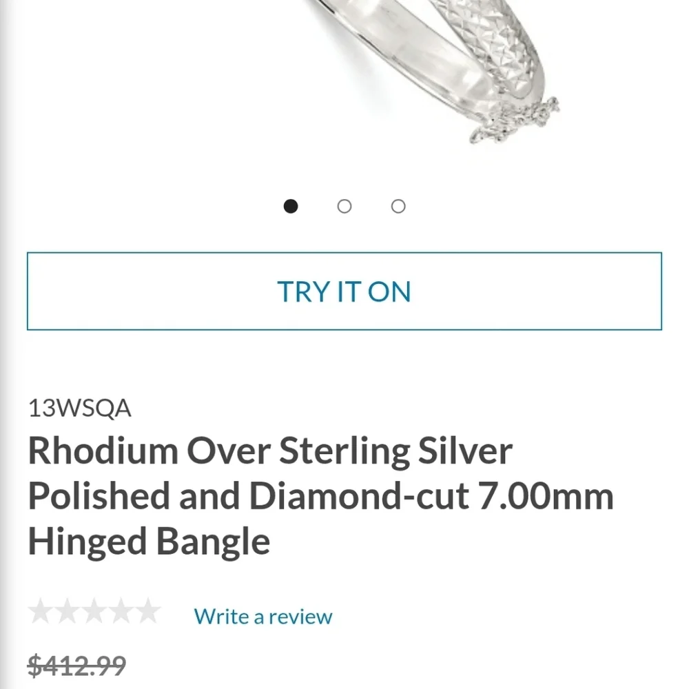 Rhodium Over Sterling Silver Polished and Diamond-cut 7.00mm Hinged Bangle ✨️ - Picture 8 of 8